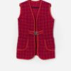 Vintage Welsh Woven Wool Waistcoat With Metal Buckle Pink And Orange Medium 3