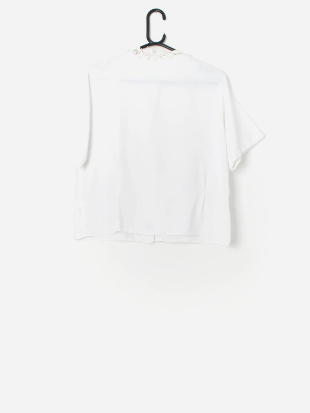 Vintage White Blouse With Pretty Lace Front Large 5