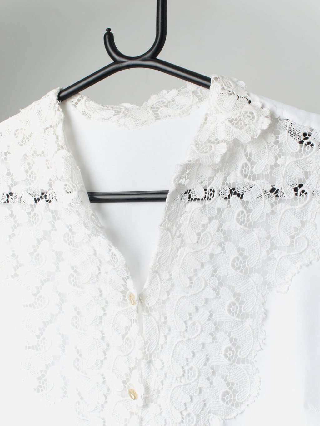 Vintage White Blouse With Pretty Lace Front Large 6