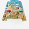 Vintage Women Heavyweight Blouse With Painted Paris Montmartre Street Scene Large