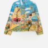 Vintage Women Heavyweight Blouse With Painted Paris Montmartre Street Scene Large 3