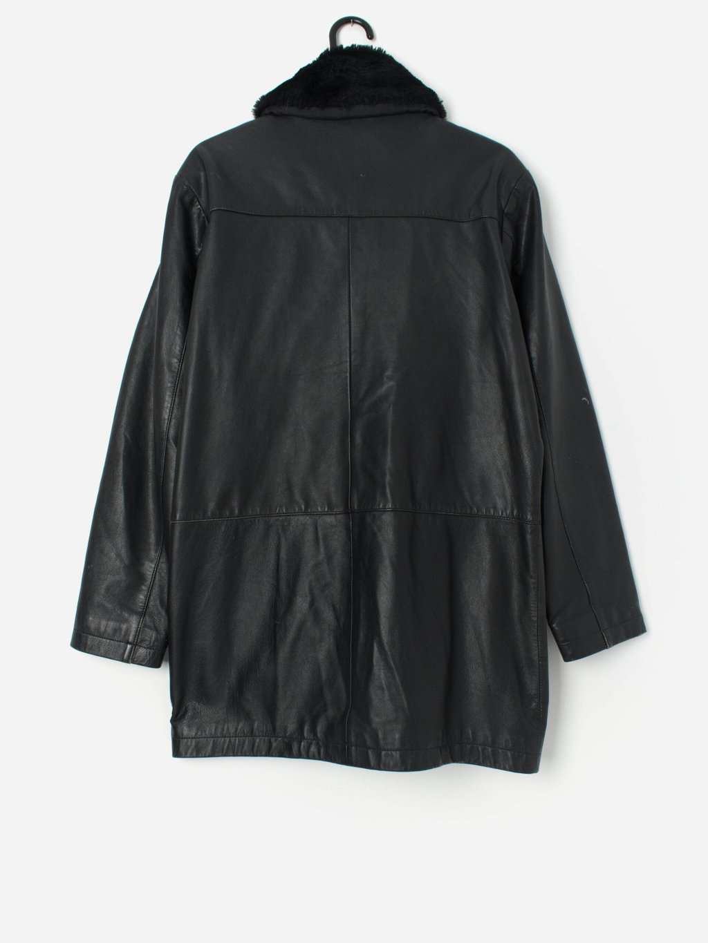 Vintage leather chore jacket with faux fur collar - M - Image 3