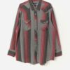 Vintage Wrangler Striped Flannel Shirt In Red And Grey Xl 2xl