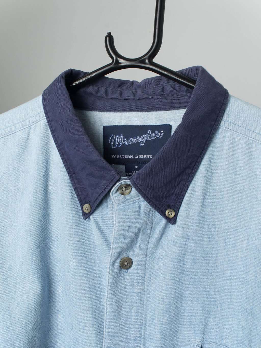 Vintage Wrangler western shirt in denim blue - XL - Image 2