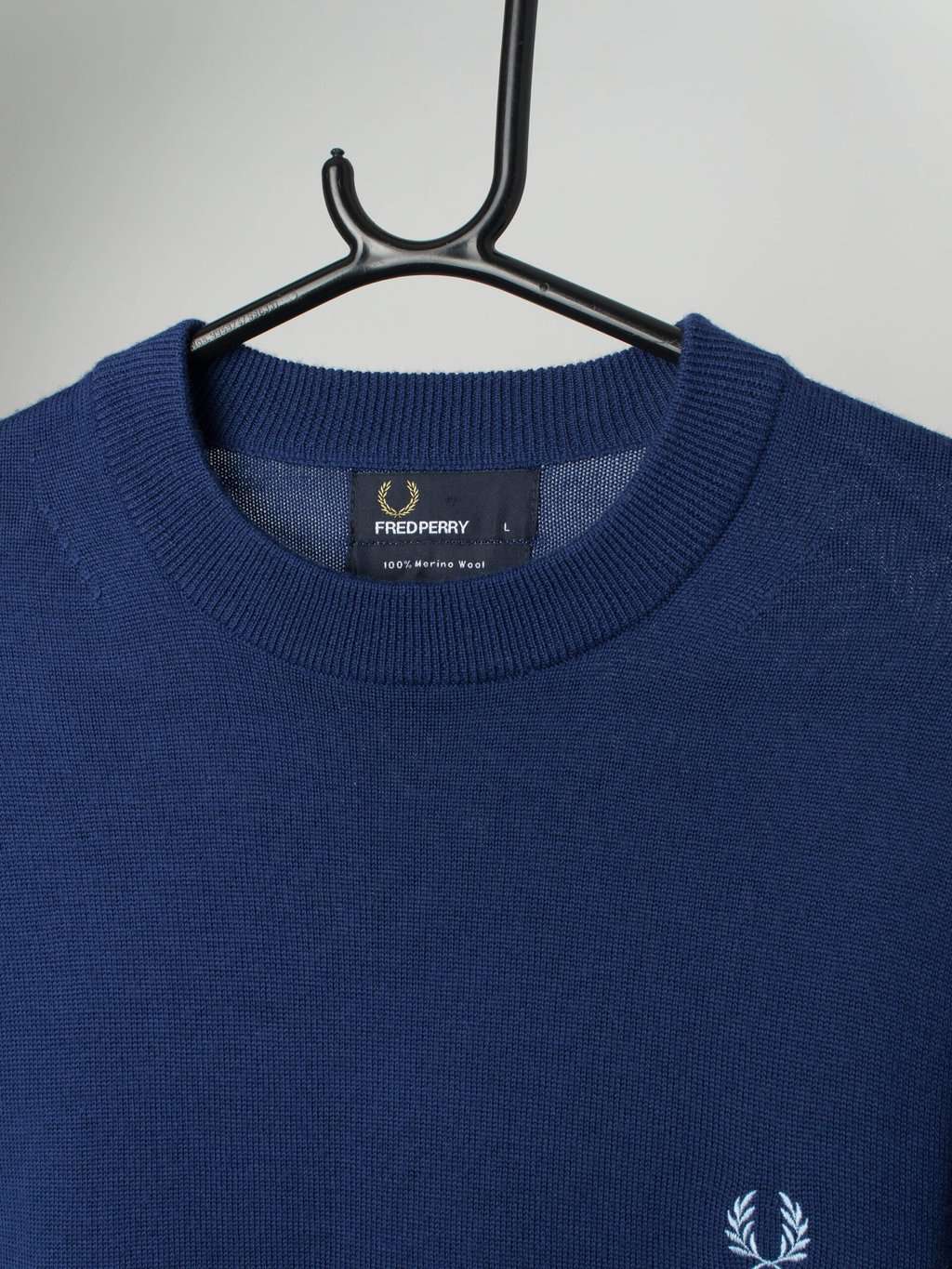 Fred Perry navy blue merino wool sweater - Medium / Large - Image 2