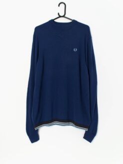 Fred Perry navy blue merino wool sweater - Medium / Large