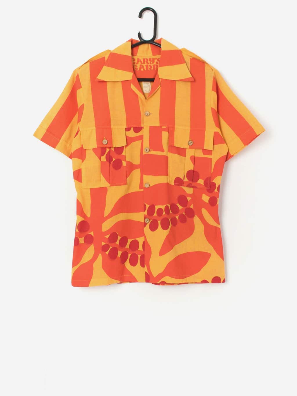 Rare 70s vintage bright Hawaiian shirt by Gary's Garb - Small / Medium