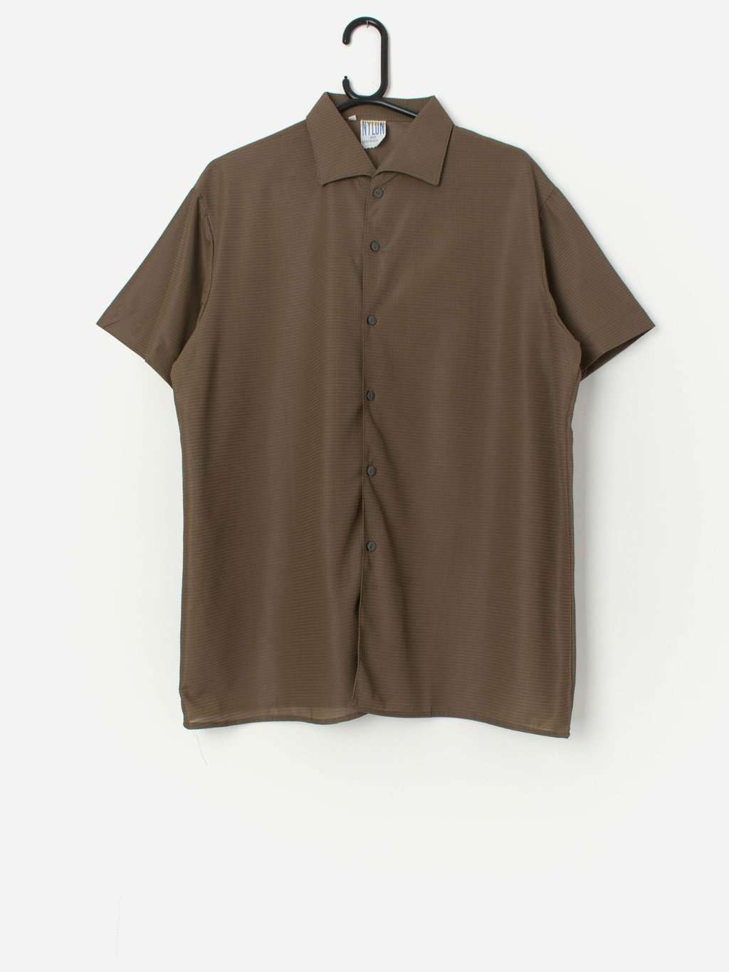 Vintage 1960s brown shirt with short sleeves - Large