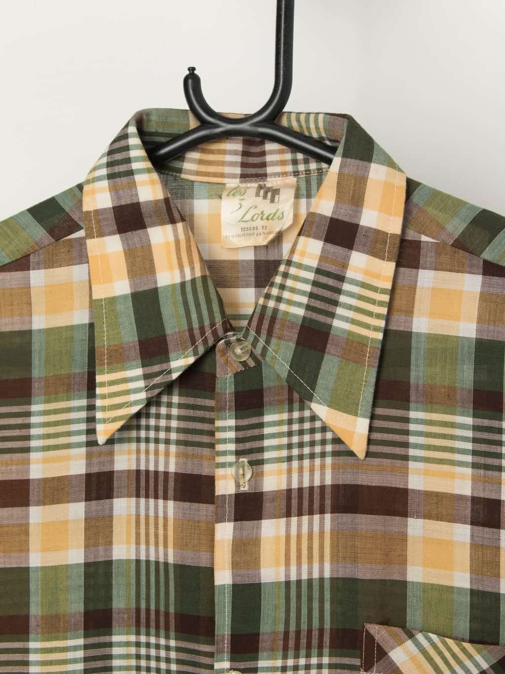 Vintage 1970s colourful plaid shirt, deadstock - Medium - Image 2