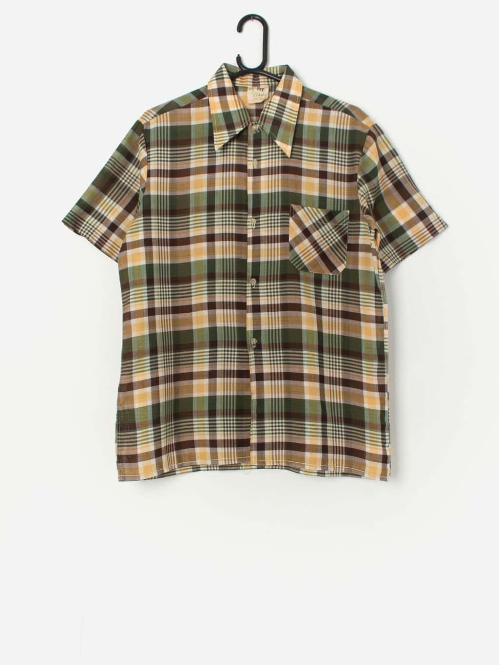 Vintage 1970s colourful plaid shirt, deadstock - Medium