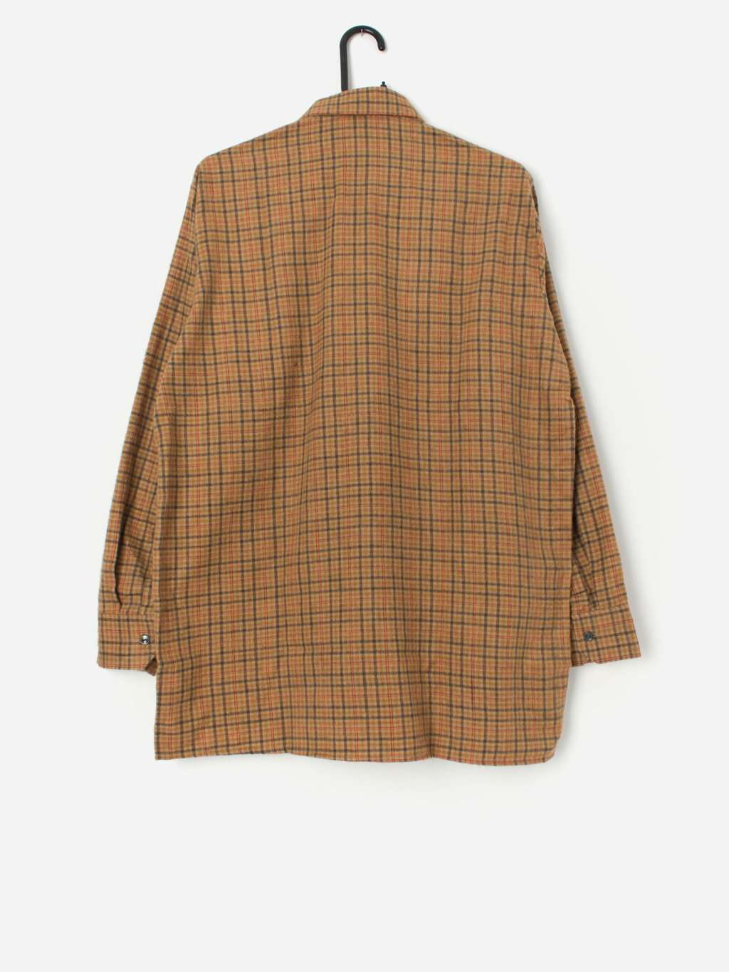Vintage 1970s plaid shirt in brown and orange, deadstock - Medium / Large - Image 3