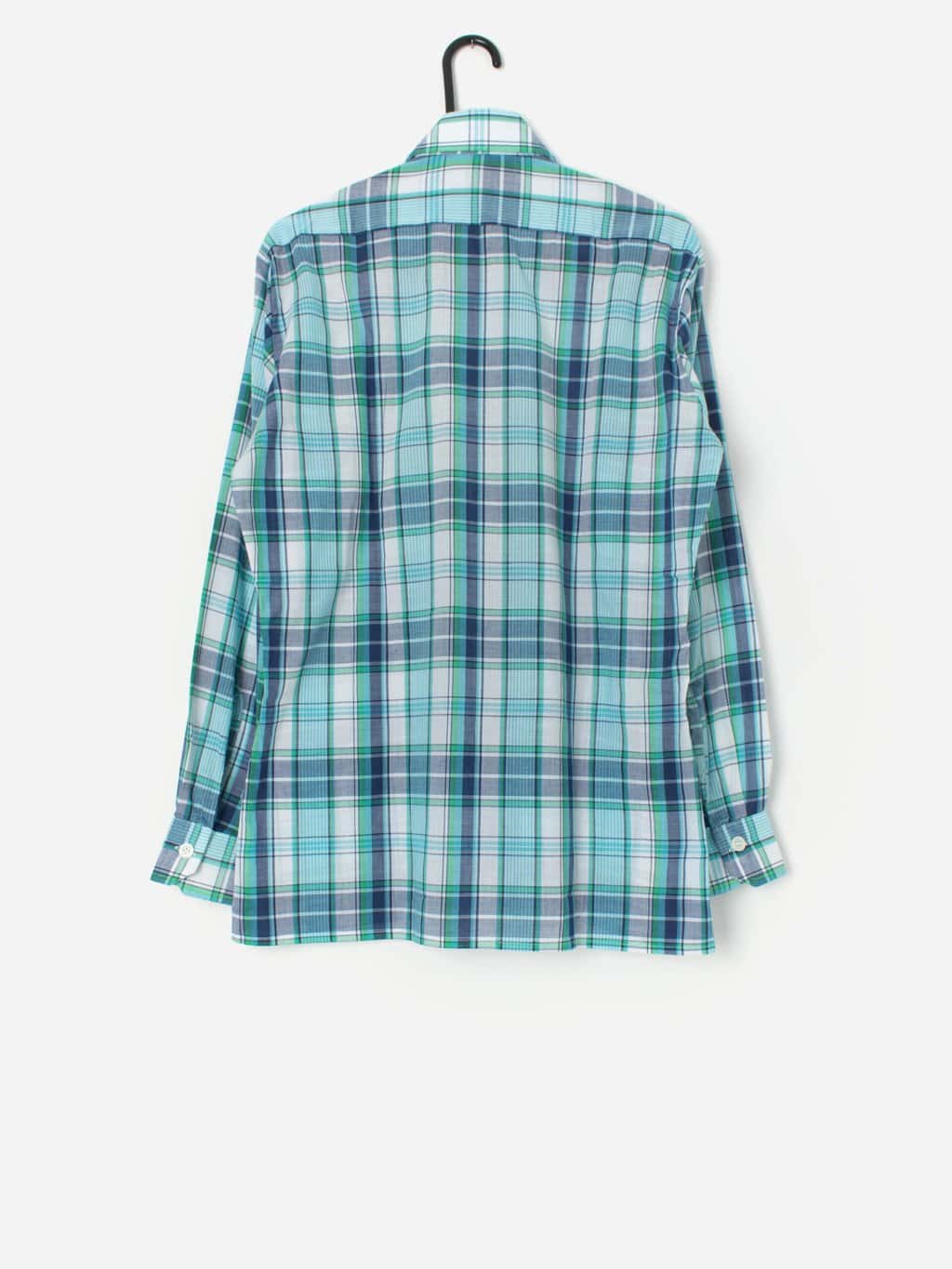 Vintage 1970s plaid shirt in blue with original tags, deadstock - Medium / Large - Image 3