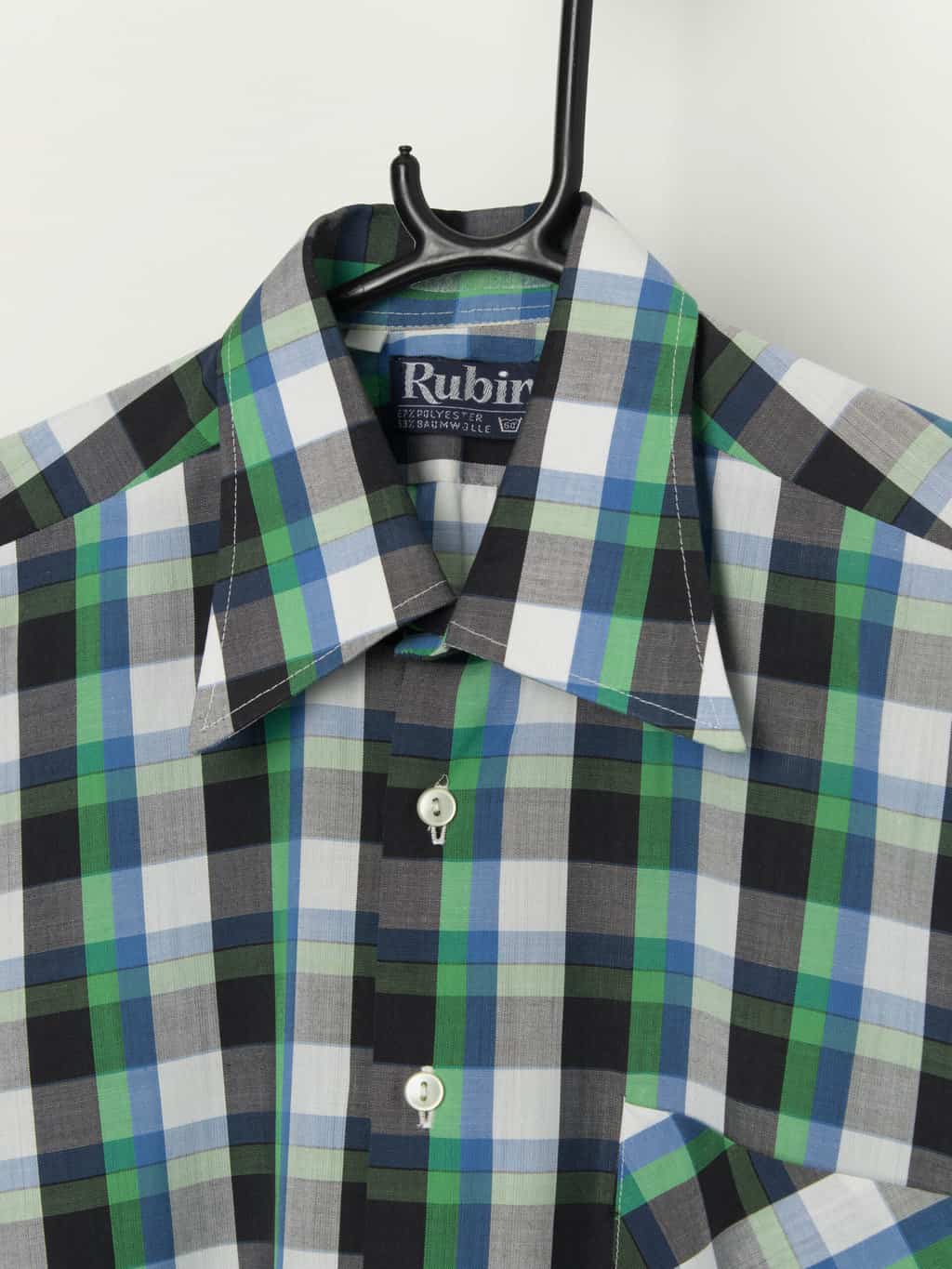 Vintage 70s colourful plaid shirt, deadstock - Large - Image 2