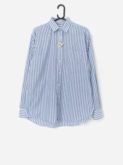 Vintage 70s green striped shirt with original tags, deadstock - Large
