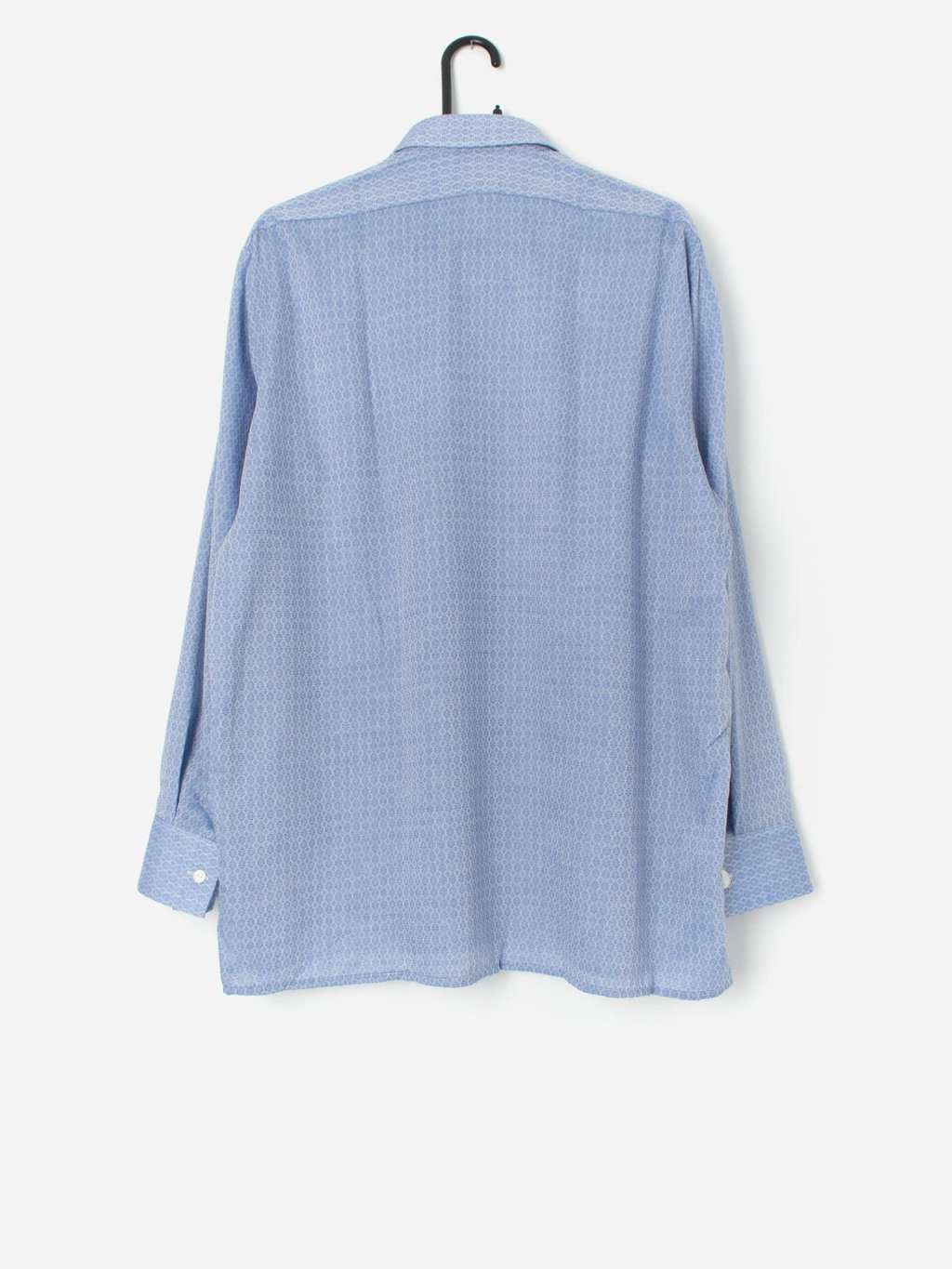 Vintage 70s patterned shirt in soft blue and white - Large - Image 3