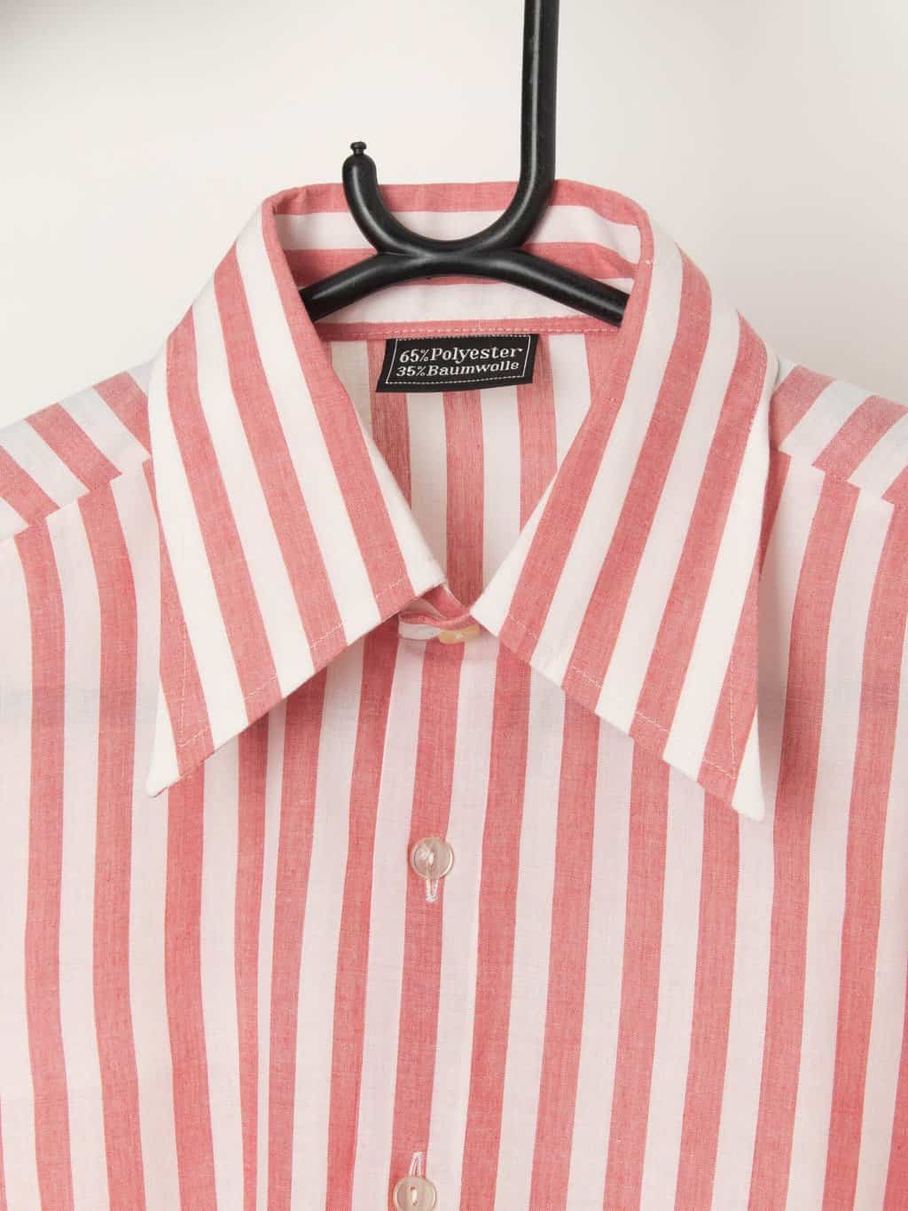 Vintage 70s red striped shirt, deadstock - Large - Image 2