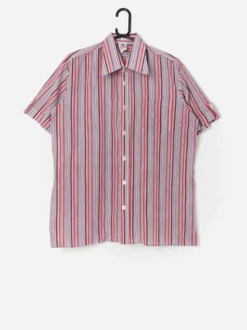 Vintage 70s striped shirt in red, white and blue, deadstock - Large / XL