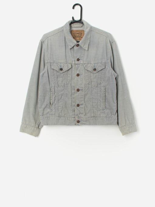 Vintage 90s Levis 70503 grey corduroy jacket, white tab - Small
