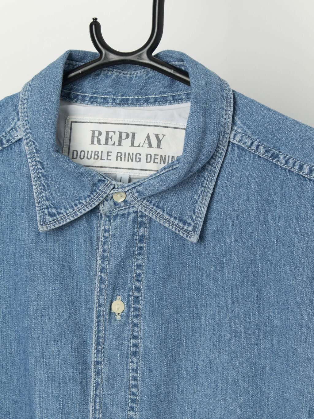 Vintage 90s Replay Double Ring Denim Shirt Large 2
