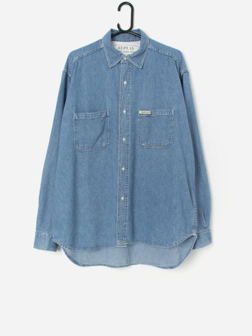 Vintage 90s Replay Double Ring Denim Shirt Large 3