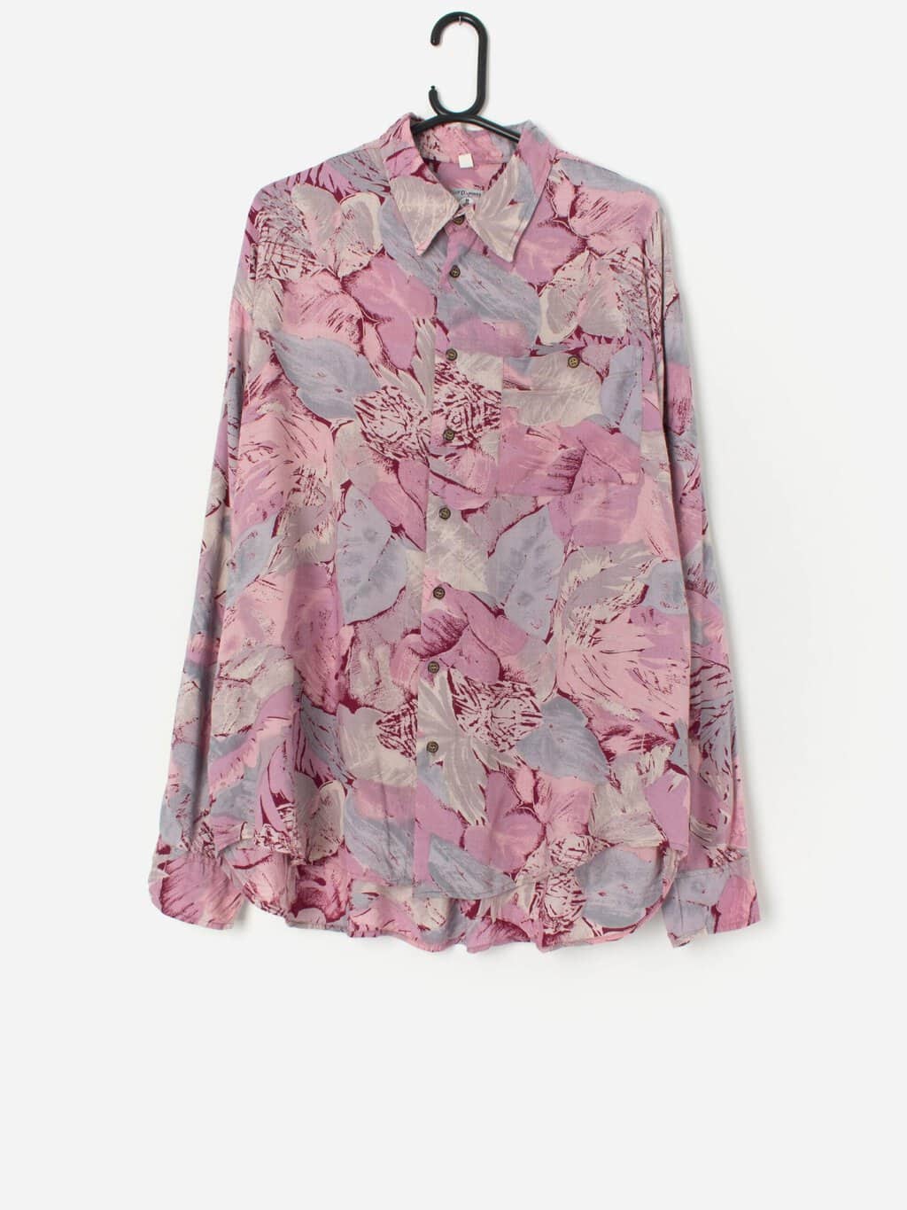 Vintage Abstract Floral Shirt In Pastel Pink And Purple Xl 2xl 4