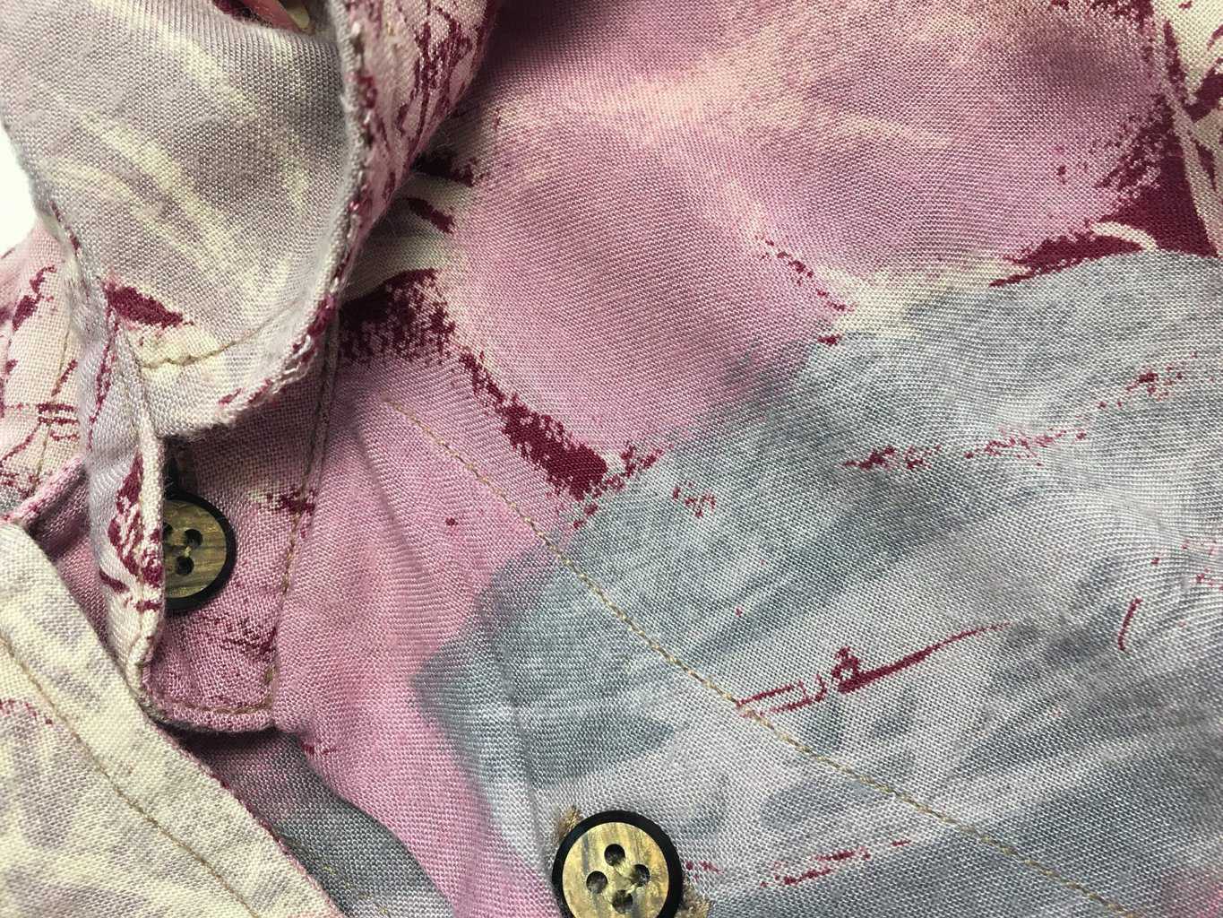 Vintage Abstract Floral Shirt In Pastel Pink And Purple Xl 2xl