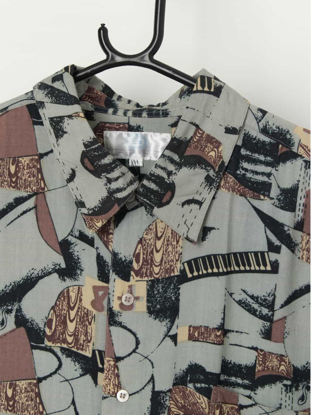 Vintage abstract piano shirt with chest pocket - L / XL - Image 2