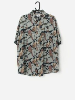 Vintage abstract piano shirt with chest pocket - L / XL