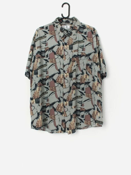 Vintage abstract piano shirt with chest pocket - L / XL