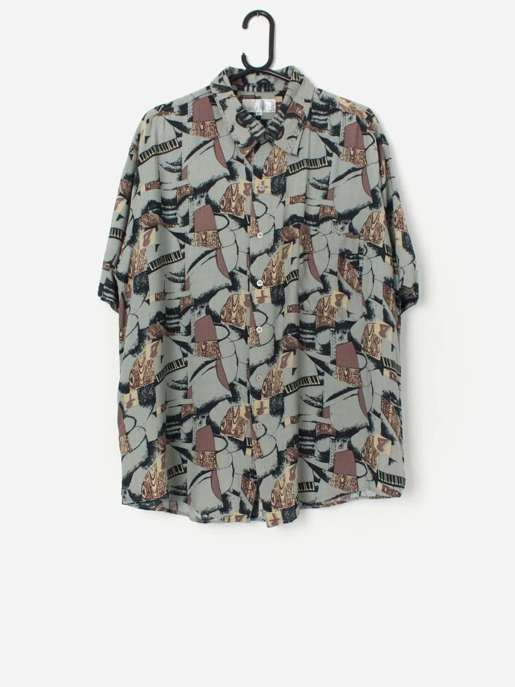 Vintage abstract piano shirt with chest pocket - L / XL