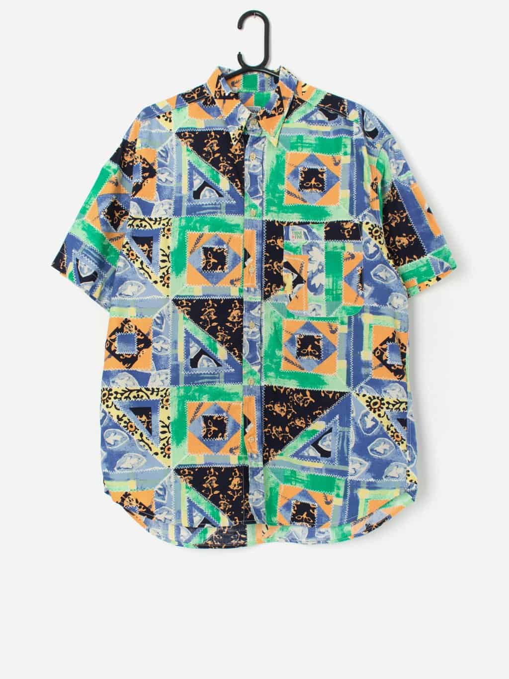 Vintage abstract shirt by Think Pink with button down collar - Small