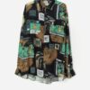 Vintage Abstract Shirt In Green And Brown Xl 2xl 3