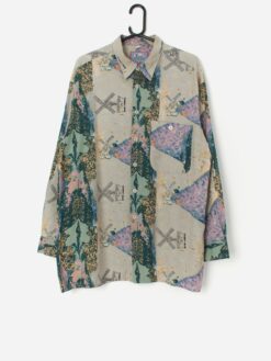 Vintage Abstract Shirt With Amazing Windmills And Tents Design Xl 3