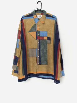 Vintage Artsy Abstract Shirt With Colour Block Design Xl 3