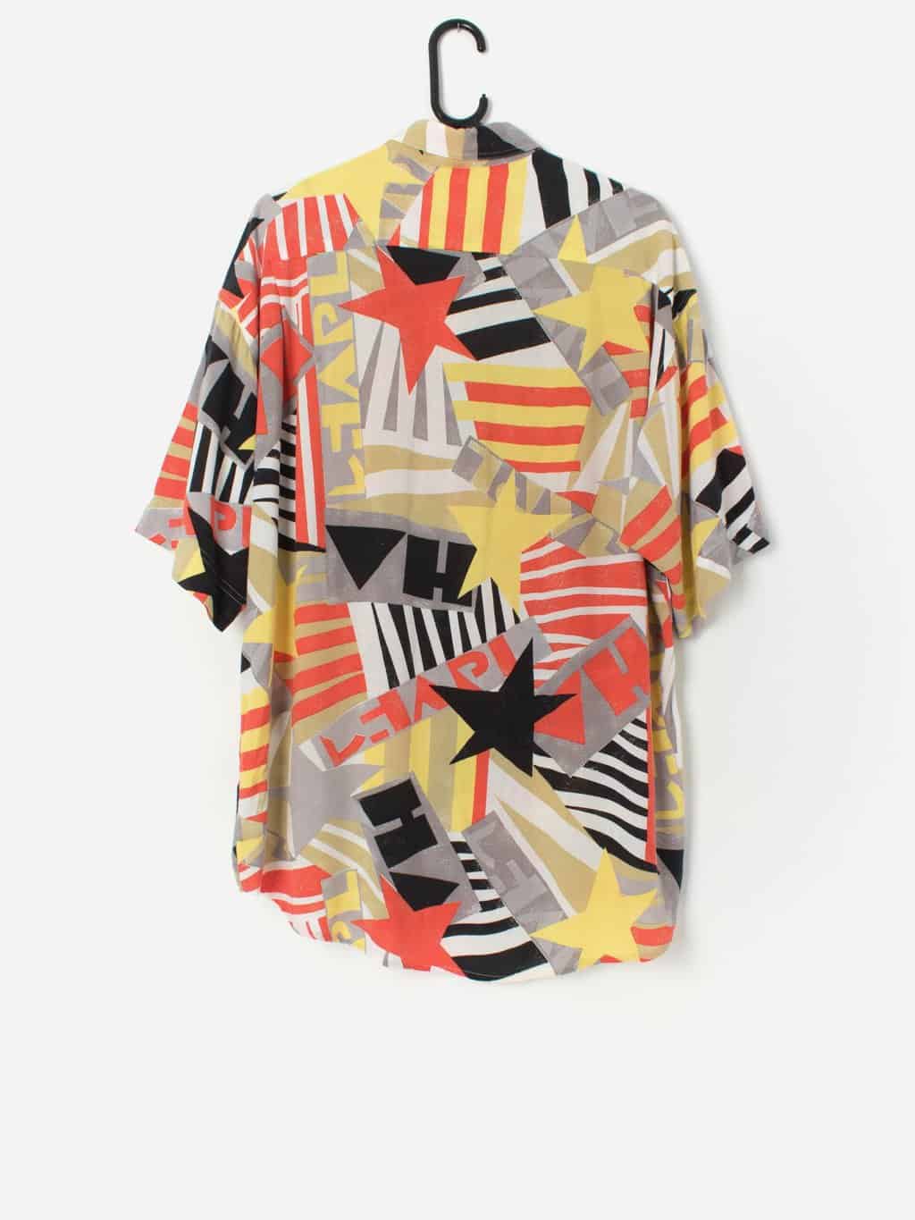 Vintage bright abstract shirt with chest pocket - Large - Image 3
