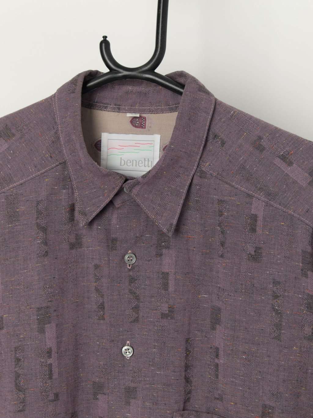 Vintage Brocade Geometrical Shirt In Mauve Medium 2