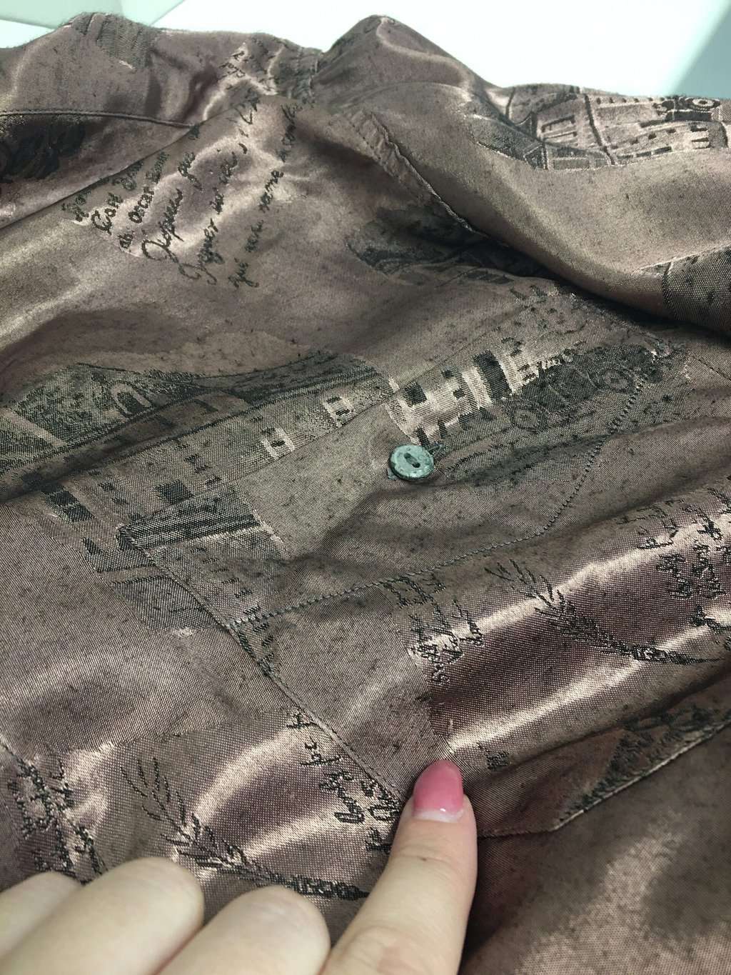 Vintage Brocade Shiny Party Shirt In Mauve Xl 2