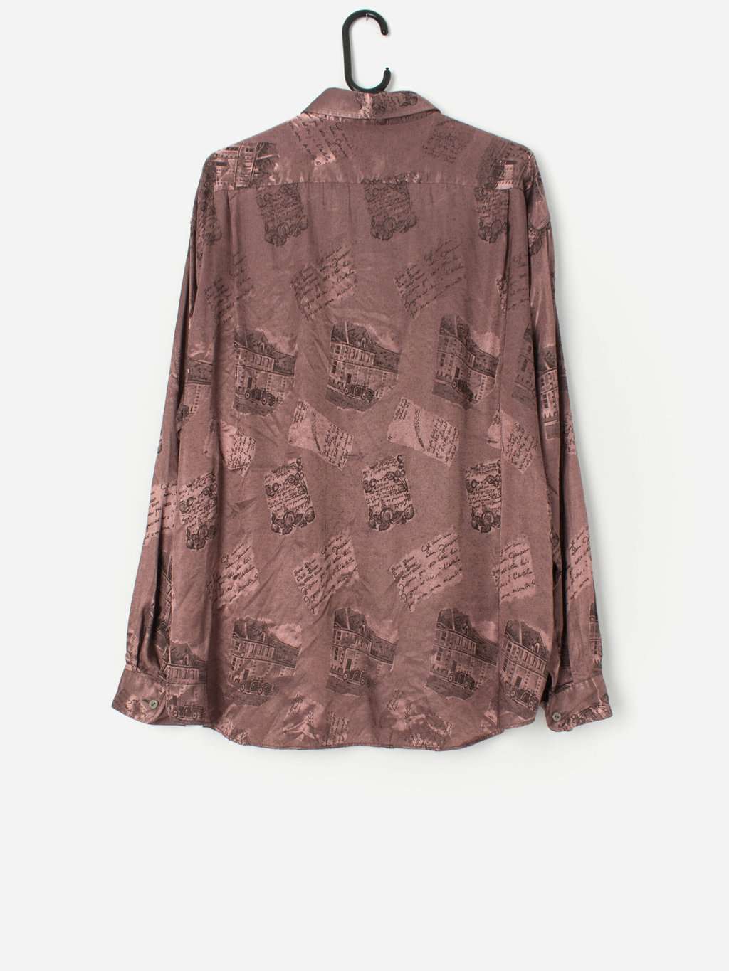 Vintage Brocade Shiny Party Shirt In Mauve Xl 3