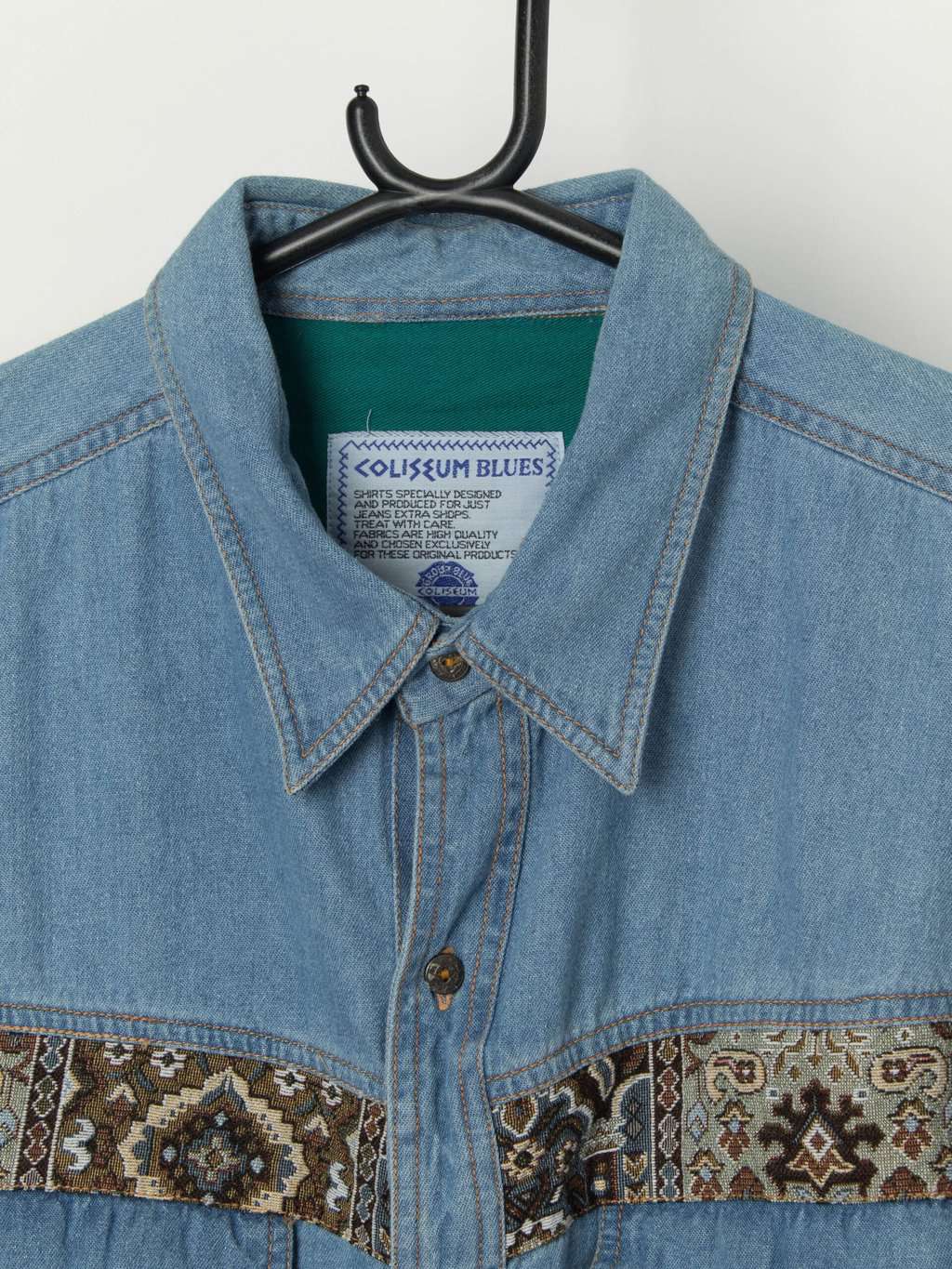 Vintage Colour Block Denim Shirt Xl 3