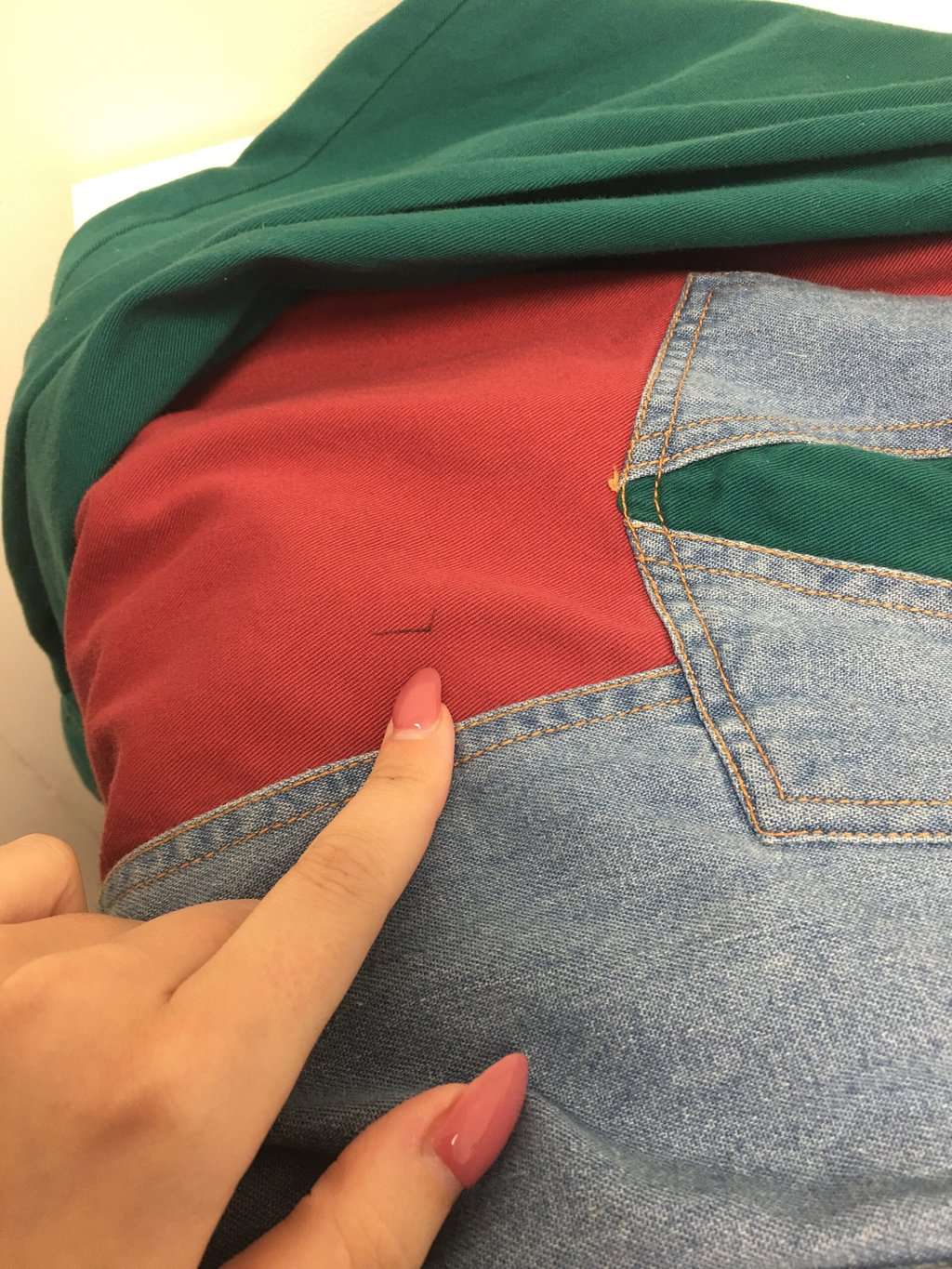 Vintage Colour Block Denim Shirt Xl