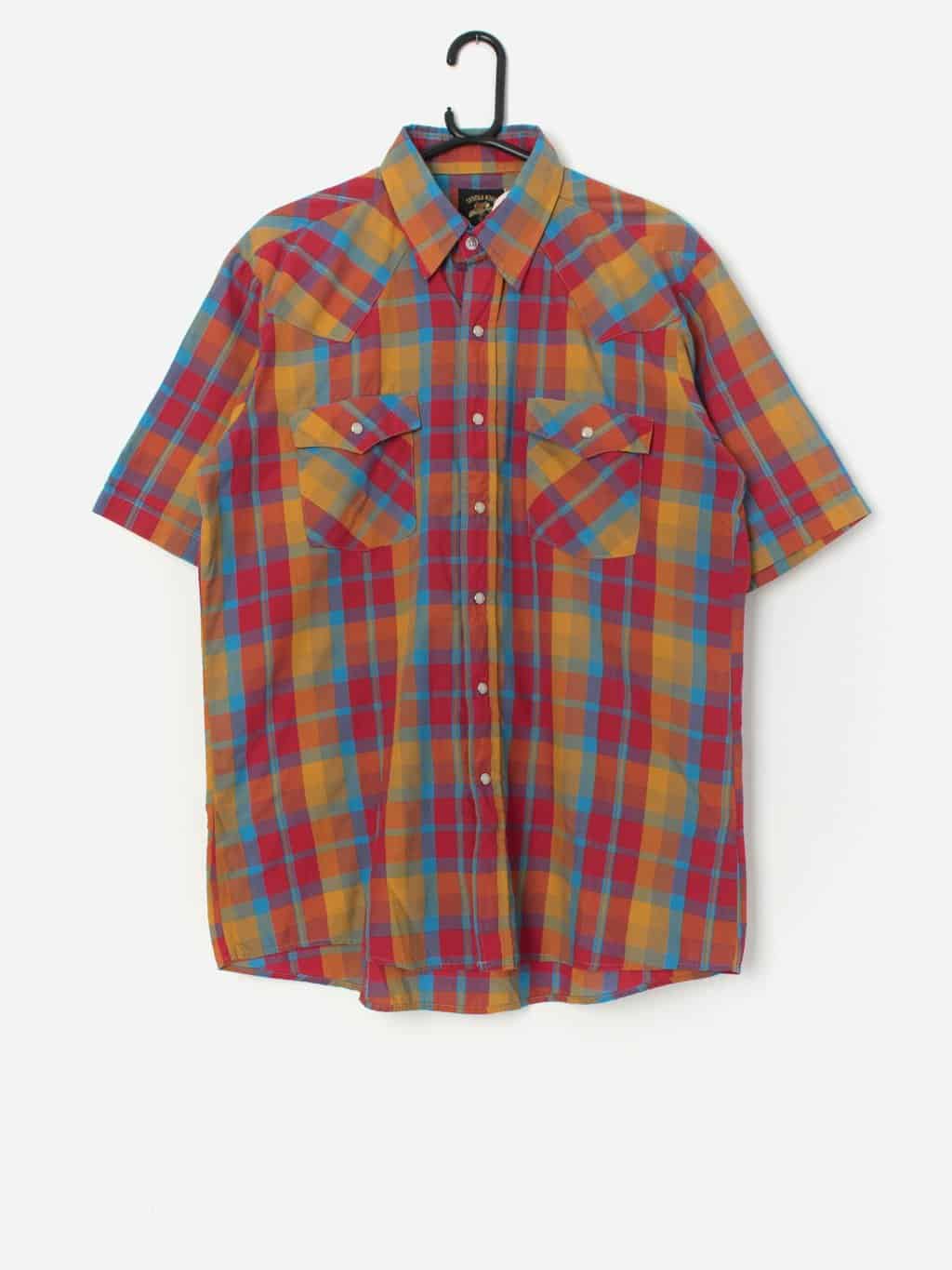 Vintage colourful western plaid shirt, made in USA - Large / XL