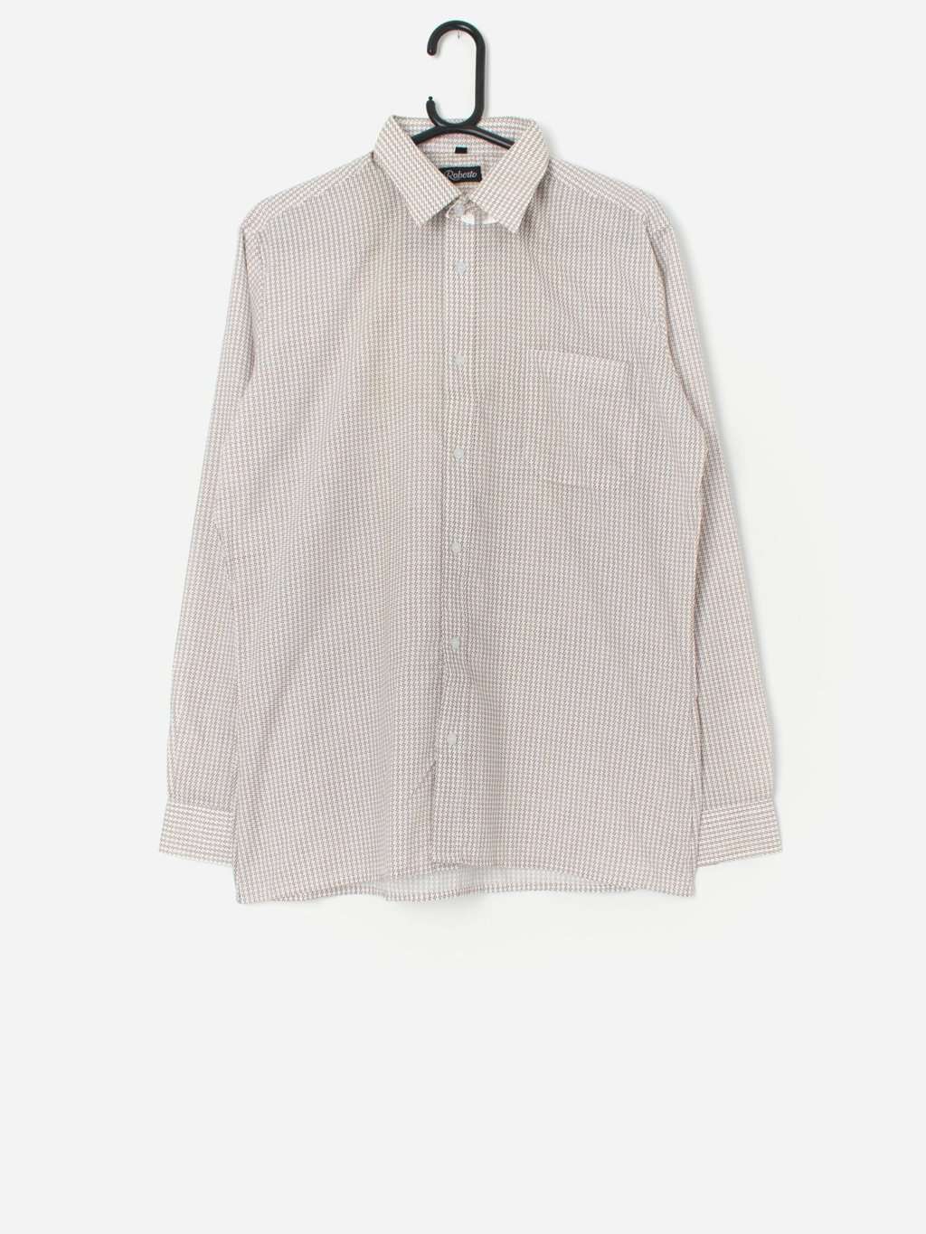 Vintage deadstock 1970s shirt with brown zigzag pattern - Medium / Large