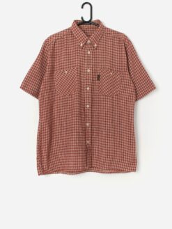 Vintage Flannel Plaid Shirt In Burnt Orange And Brown Large 3