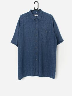 Vintage Floral Brocade Shirt In Blue Xl 3