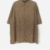 Vintage Geometrical Silk Shirt In Brown Xl 2xl 3