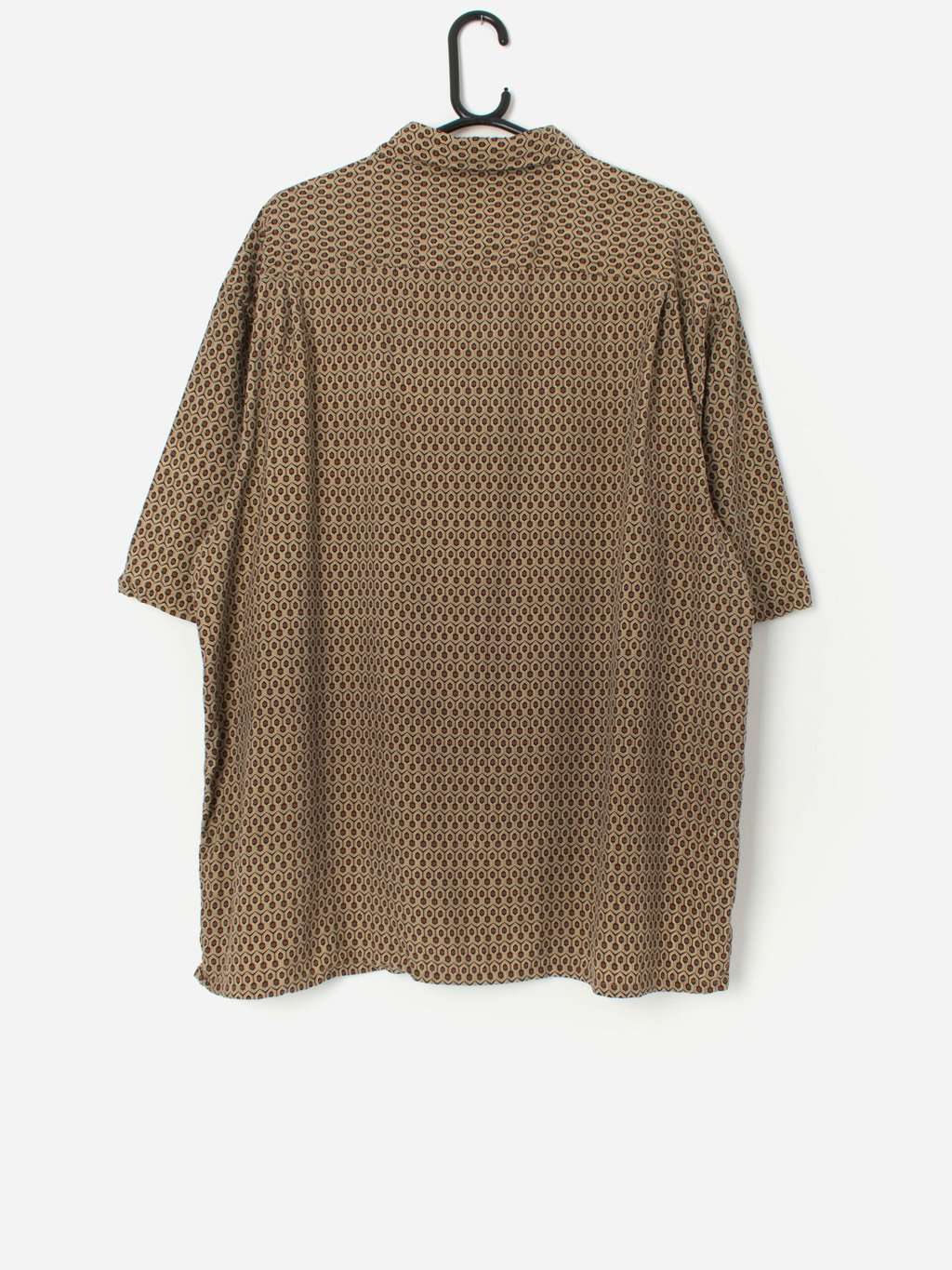Vintage Geometrical Silk Shirt In Brown Xl 2xl