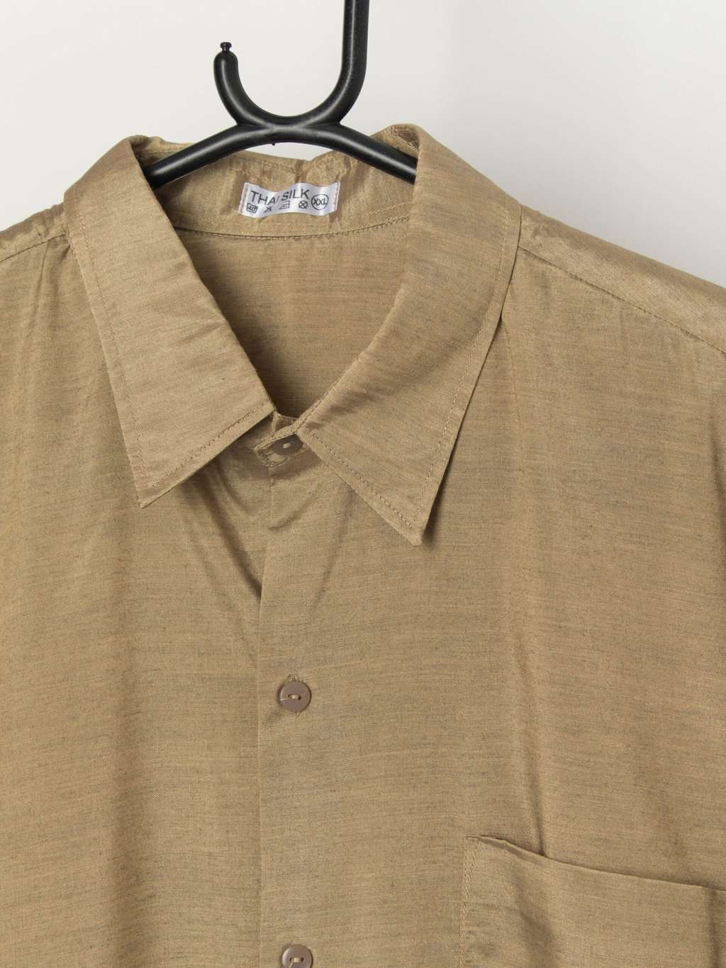 Vintage Gold Thai Silk Shirt With Chest Pocket Xl 2