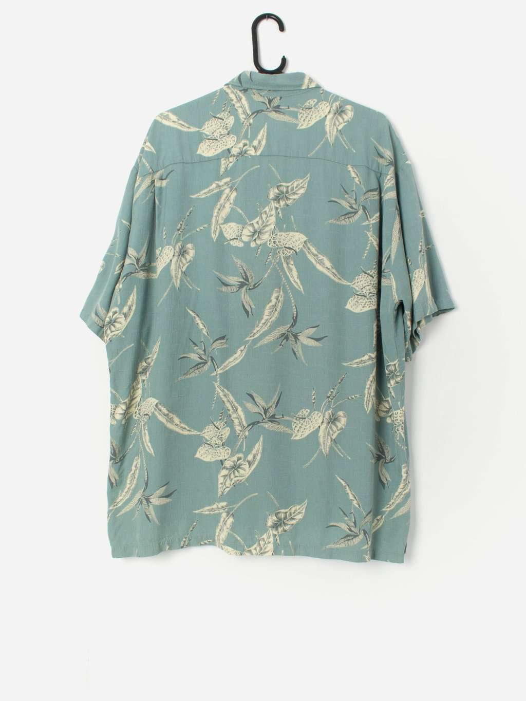 Vintage Hawaiian shirt in pale teal with real coconut buttons - XL - Image 3