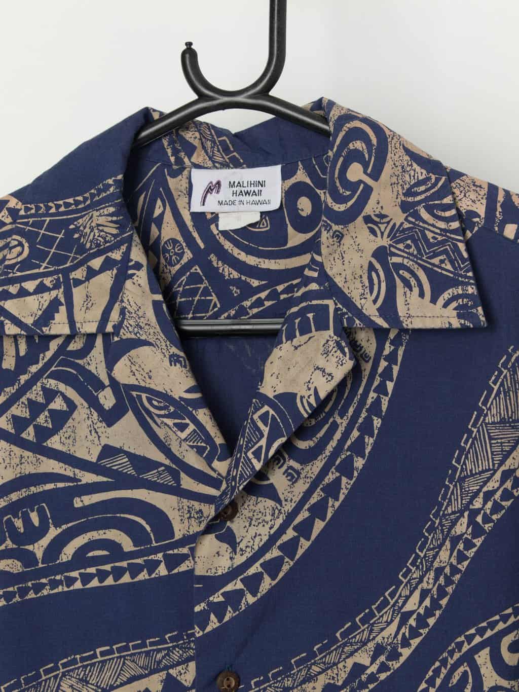 Vintage Hawaiian shirt in royal blue, made in Hawaii - M - Image 2