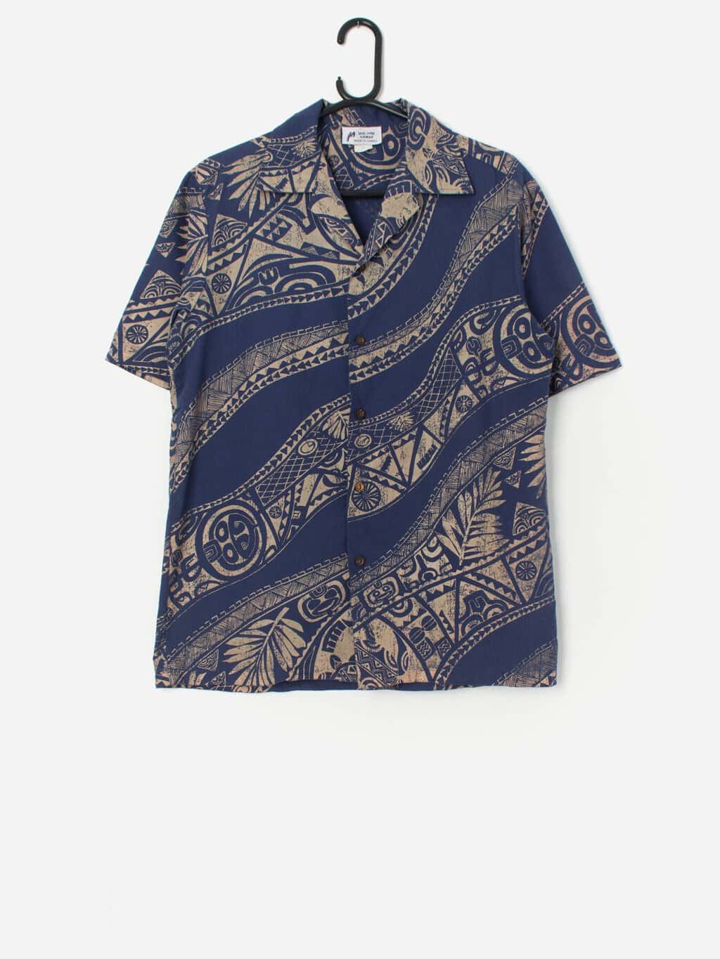 Vintage Hawaiian shirt in royal blue, made in Hawaii - M
